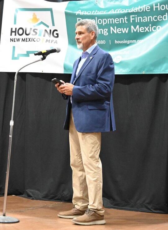 Housing New Mexico Executive Director/CEO Isidoro Hernandez provided remarks at the Elk Meadows Apartments groundbreaking.