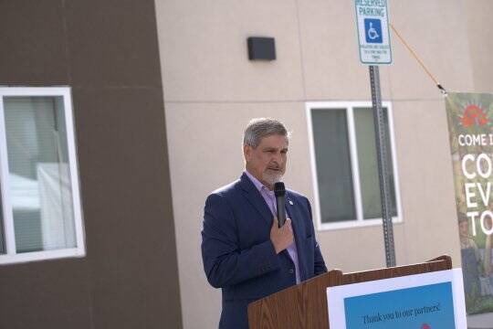 Housing New Mexico Executive Director/CEO Isidoro Hernandez spoke at Veranda Housing Community’s grand reopening.