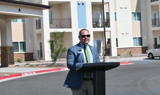 Housing New Mexico Director of Housing Development George Maestas provided remarks at the Pedrena Apartments ribbon-cutting