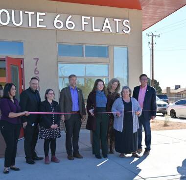 Housing New Mexico Chief Lending Officer Jeff Payne (second from right) spoke about the importance of affordable housing.