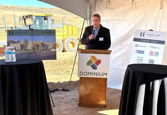 Housing New Mexico Chief Lending Officer Jeff Payne spoke at the Turquoise Trail groundbreaking in Santa Fe on Jan. 16.
