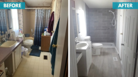 Esta foto de antes y después es un ejemplo de un proyecto del Programa de Rehabilitación HOME financiado por la Autoridad de Financiamiento Hipotecario de Nuevo México.
