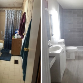Esta fotografía de antes y después es un ejemplo de un proyecto del Programa de Rehabilitación HOME financiado por el MFA.