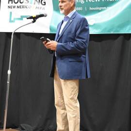 Housing New Mexico Executive Director/CEO Isidoro Hernandez provided remarks at the Elk Meadows Apartments groundbreaking.