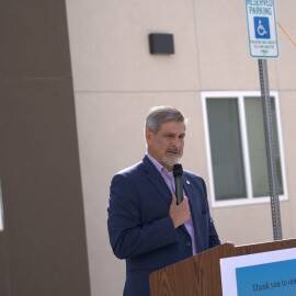 Housing New Mexico Executive Director/CEO Isidoro Hernandez spoke at Veranda Housing Community’s grand reopening.